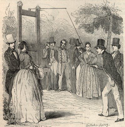 Le jeu du pigeon au jardin Mabille in Parijs in de 19e eeuw - Gravure in 