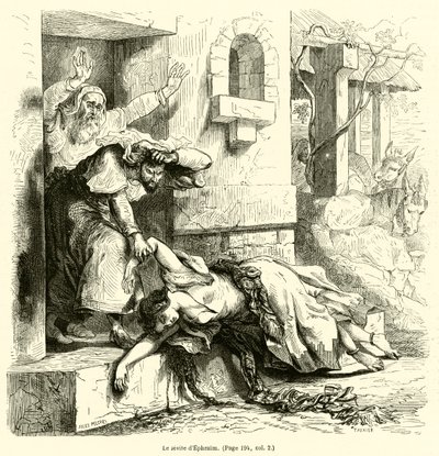 De Leviet van Efraïm (gravure) door French School