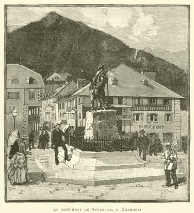 Het monument van Saussure, in Chamonix door French School