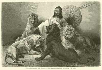 De negus Theodorus II in audiëntiekleding door French School