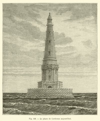 De vuurtoren van Cordouan vandaag (gravure) door French School