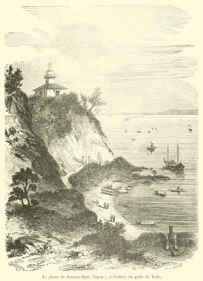 De vuurtoren van Kannon-Saki (Japan), bij de ingang van de baai van Yedo door French School