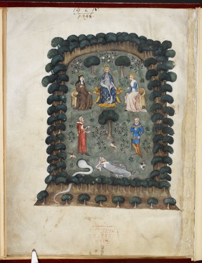 Le songe du vergier, toegeschreven aan Évrart de Trémaugon, Royal MS 19 C IV, f.1v door French School