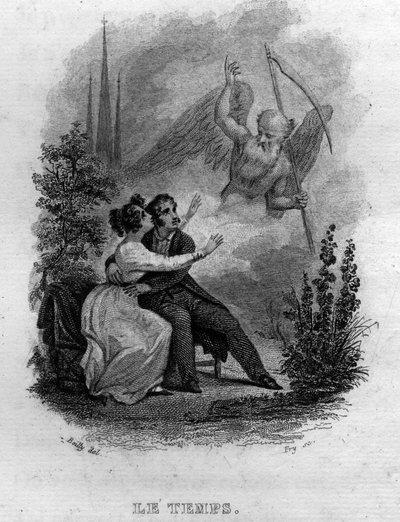De tijd Chanson de Beranger in "Oeuvres completes" (1834) door Pierre Jean de Beranger (1780-1857), Franse dichter en songwriter. door French School