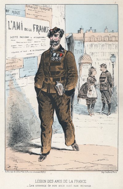 Legion des Amis de la France (gekleurde gravure) door French School