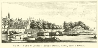 De kerk van de Celestijnen en de ingang van het Arsenaal, in 1660, naar I Silvestre door French School