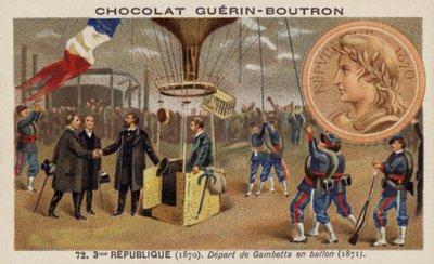 Léon Gambetta ontsnapt aan het Beleg van Parijs in een ballon door French School