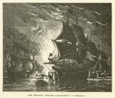 De Engelse branders die de Armada aanvallen door French School