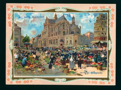 Les Halles en de Kerk van St Eustache, Parijs door French School