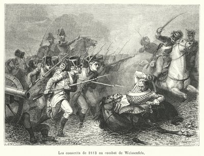 De dienstplichtigen van 1813 in de slag bij Weissenfels door French School