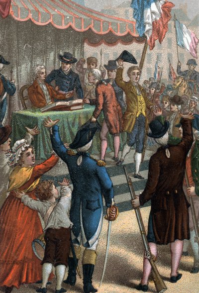 Les enrolements volontaires (voor het theater van Odeon, Parijs), La Patrie en danger, 22 juli 1792 door French School