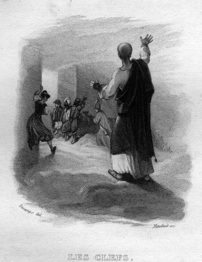 De sleutels Chanson de Beranger in "Oeuvres completes" (1834) door Pierre Jean de Beranger (1780-1857), Franse dichter en songwriter. door French School