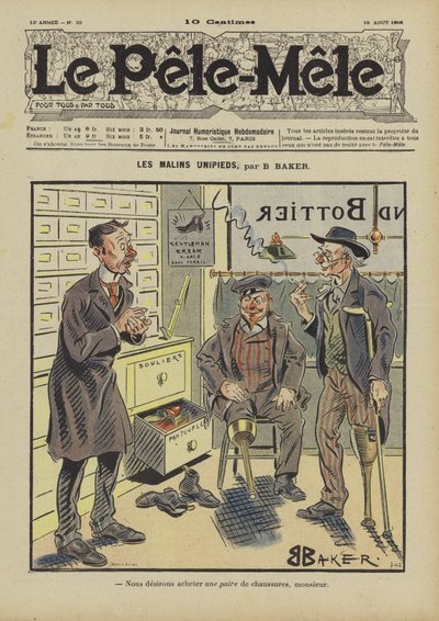 Les malins unipieds. Illustratie voor Le Pêle-Mêle door French School