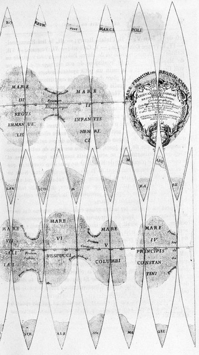 De zeeën van Venus en de verdeling van haar fusen, bestudeerd door Bianchini in 1727 - in 