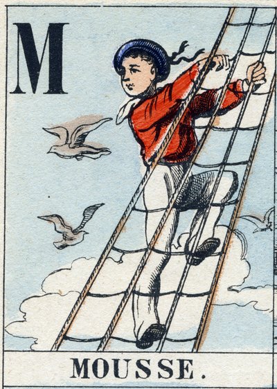 Letter M zoals schuim. Marine alfabet. Epinal beeld, eind 19e eeuw door French School