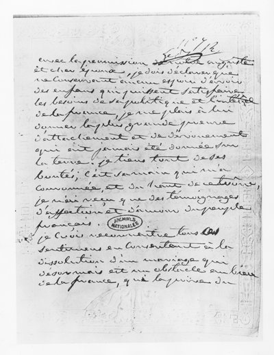 Brief van keizerin Josephine waarin zij haar toestemming geeft voor de nietigverklaring van haar huwelijk met Napoleon door French School