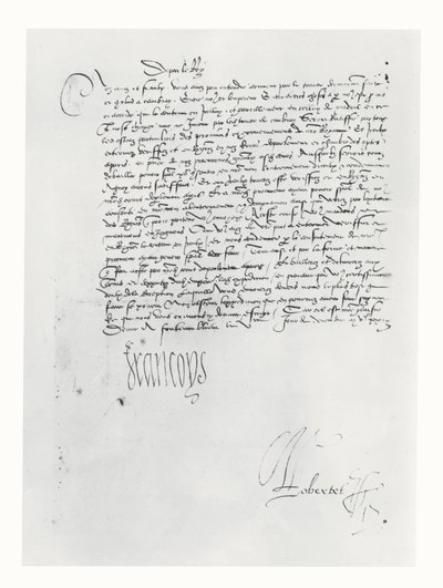 Brief van Frans I van Frankrijk aan het Parlement van Bordeaux door French School