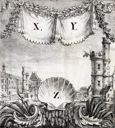 Letters X, Y en Z: Parijs in 1500 - "Alphabet Picturesque des Monumens de Paris” c.1840 (gravure) door French School