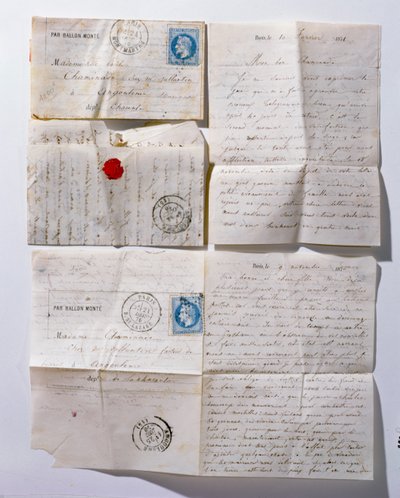 Brieven naar Parijs gestuurd per ballon tijdens het beleg van 1871 door French School