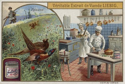 Liebig kaart met fazanten door French School