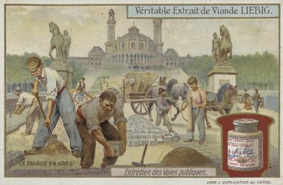 Liebig kaart met wegonderhoud door French School