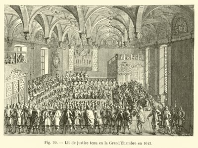 Rechtbank gehouden in de Grote Kamer in 1643 door French School
