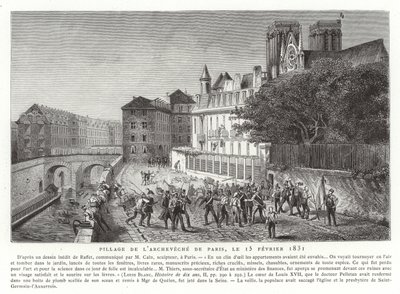Plundering van het paleis van de aartsbisschop van Parijs, 15 februari 1831 door French School