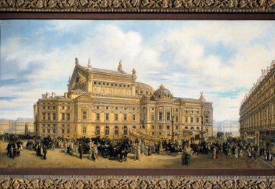De opera van Parijs gebouwd door Charles Garnier, uitzicht op Rue Auber door French School
