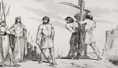 Heer Bodillon wordt gegeseld na het klagen over de belastingverhoging van Childeric II (653-73), uit 