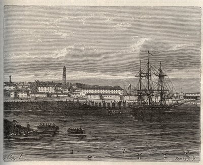 Lorient - Morbihan in de regio Bretagne - gravure in "La France illustree: geografie, geschiedenis, administratieve statistiek" door V.A. Malt-Brown. 1884 door French School