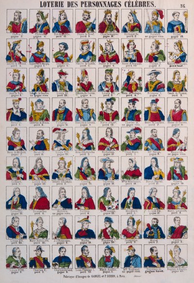 Loterij van Beroemde Personen, uitgegeven door Gangel & P. Didion, Metz, ca. 1870 door French School
