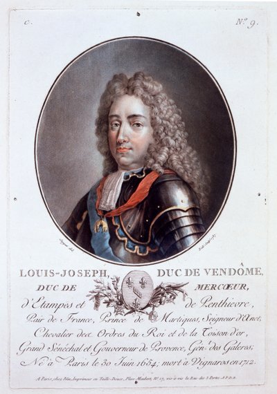 Louis-Joseph, Hertog van Vendome, uit Portraits des grands hommes, femmes illustres, et sujets memorables de France, gepubliceerd 1787-92 door French School