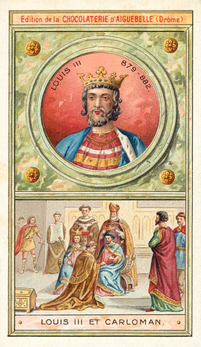 Lodewijk III en zijn jongere broer Carloman II, gezamenlijke koningen van Frankrijk, 9e eeuw door French School