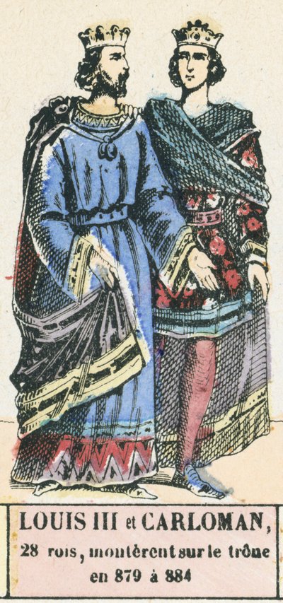 Louis III en Carloman, 28 koningen, op de troon van 879 tot 884 door French School