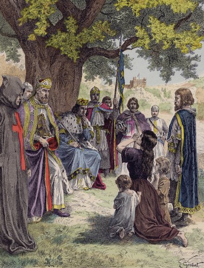 Lodewijk IX van Frankrijk die rechtspreekt onder een eik in Vincennes door French School