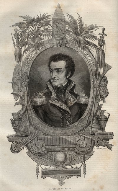 Louis Marie Maximilien de Caffarelli du Falga, Franse generaal tijdens de Franse Revolutie - Gravure in Nieuwe Nationale Encyclopedie door Maurice La Charest. door French School