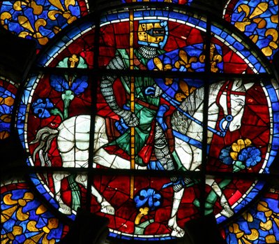 Lodewijk VIII als ridder te paard door French School
