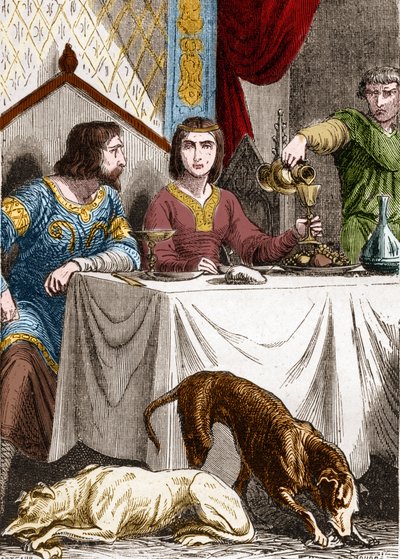 Lodewijk VII de Jonge of de Vrome met zijn vrouw Alienor van Aquitanië door French School