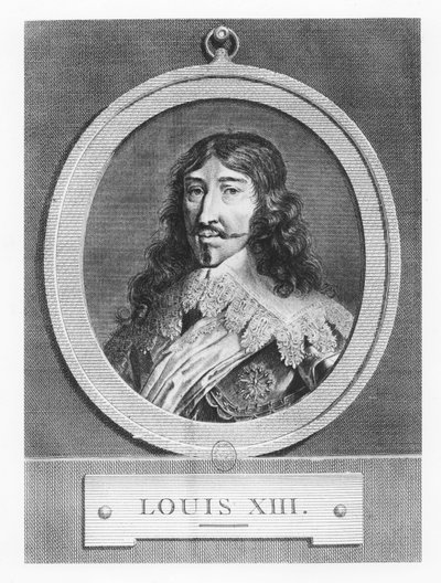 Lodewijk XIII, Koning van Frankrijk (gravure) door French School