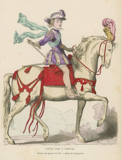 Lodewijk XIII van Frankrijk te paard door French School