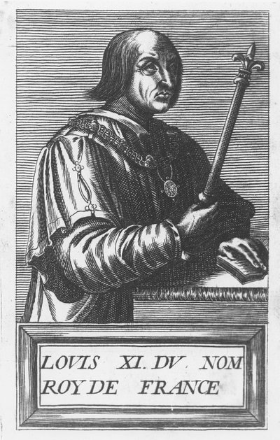 Lodewijk XI, Koning van Frankrijk (gravure) door French School