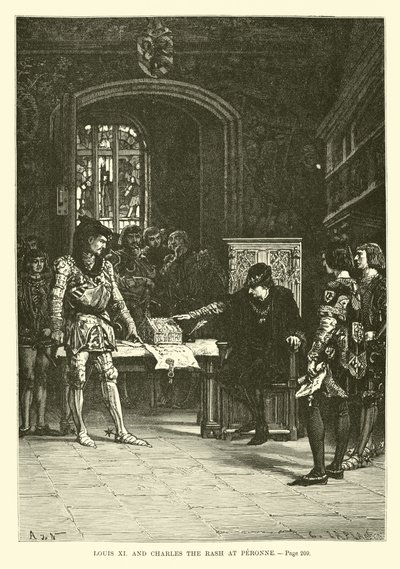 Lodewijk XI en Karel de Stoute in Peronne door French School