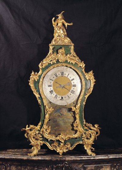 Louis XV-stijl klok bekroond door een Chinese man (verguld brons) door French School
