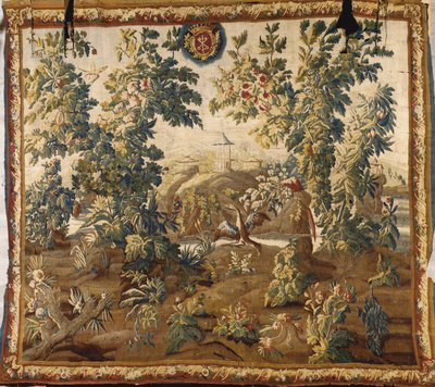 Louis XV Verdure Aubusson wandtapijt, met het wapen van Cluny door French School