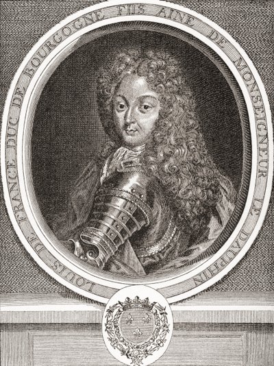 Louis de France, zoon van Frankrijk, hertog van Bourgondië, 1682-1712. Oudste zoon van Louis, Dauphin van Frankrijk, en bekend als Le Petit Dauphin. Uit Les Heures Libres gepubliceerd 1908. door French School
