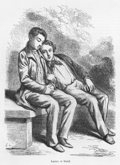 Lucien de Rubempre en David Sechard, illustratie uit 