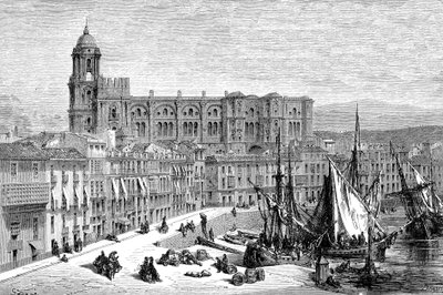 MALAGA, Spanje in 1865 - Tekening door Gustave Dore 1865 door French School