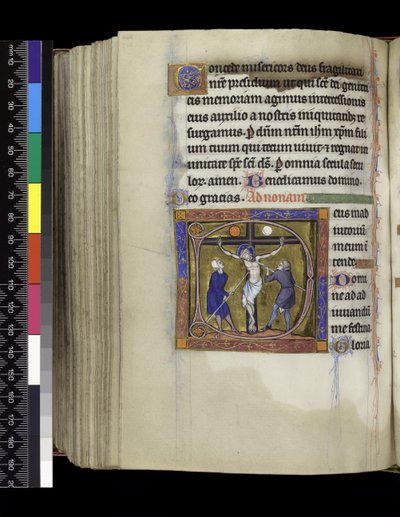 MS 300 f.217v, Kruisiging, uit de Psalter en Getijden van Isabella van Frankrijk, Parijs, ca. 1265-70 door French School