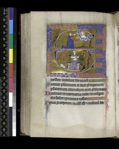 MS 300 f.89v, David bidt tot God door French School