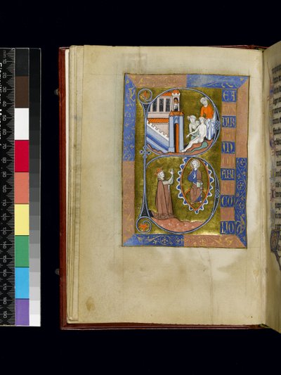 MS 300 f.XIII, folio uit het Psalter en de Getijden van Isabella van Frankrijk, Parijs, ca. 1265-70 (pen en inkt en tempera op perkament) door French School
